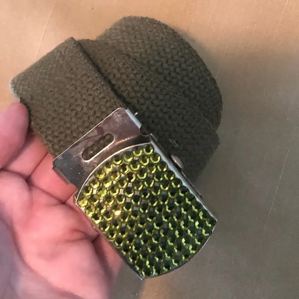 Military Green with green diamond on the bucle